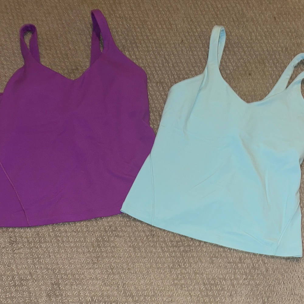 2 Lululemon Align long Tanks Purple and Light Blue